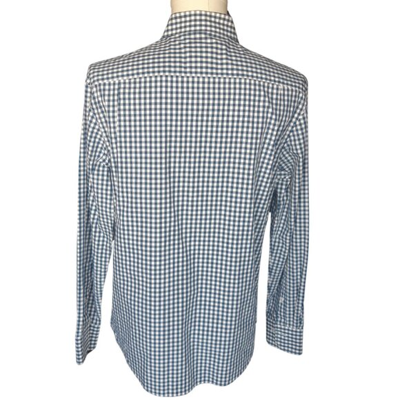 Black Brown 1826 SZ M Navy & White Gingham 100% Cotton Men's Button Up Shirt - Picture 2 of 12